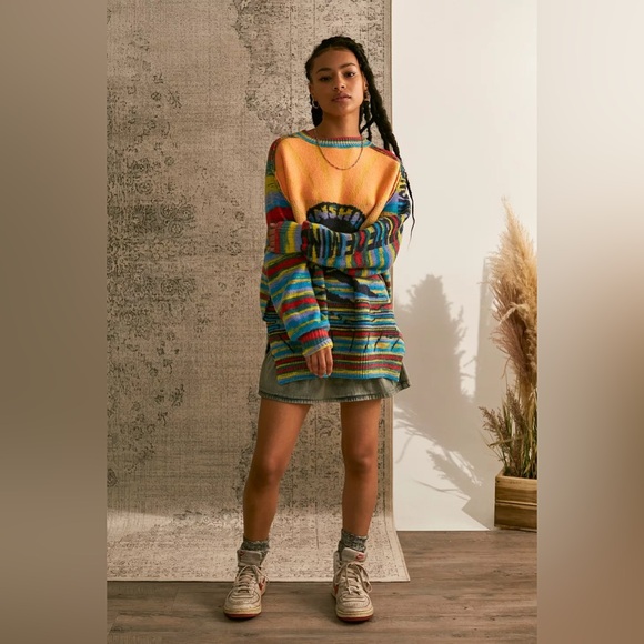 BDG Multicolor Maura Rainbow Knit Sunshine Colorful Oversized Spring Sweater - Picture 11 of 15